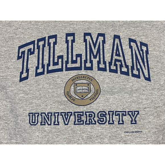 Tillman University gray sweater size Large dated 2002   24x27 - Picture 5 of 6